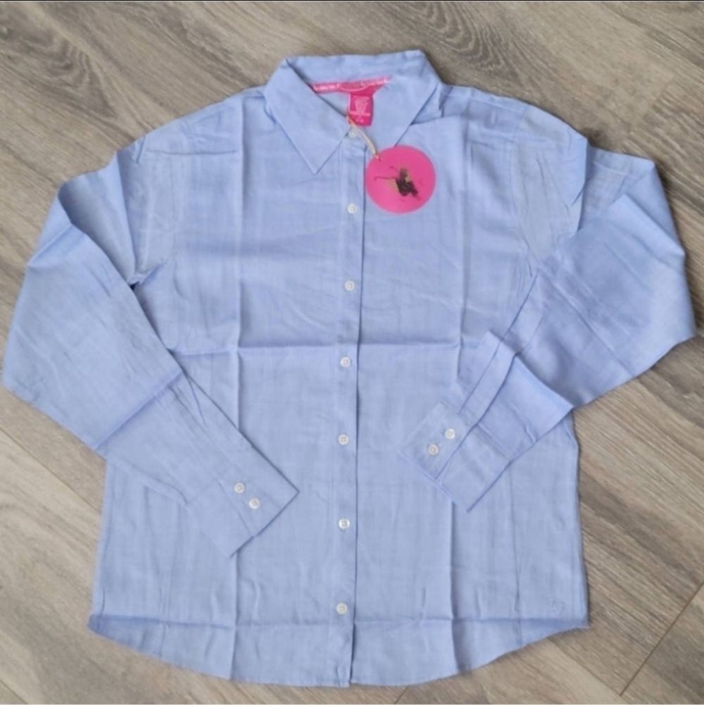 Lady Vesi Women Button Down French Blue Shirt Cotton Soft Lightweight NWT